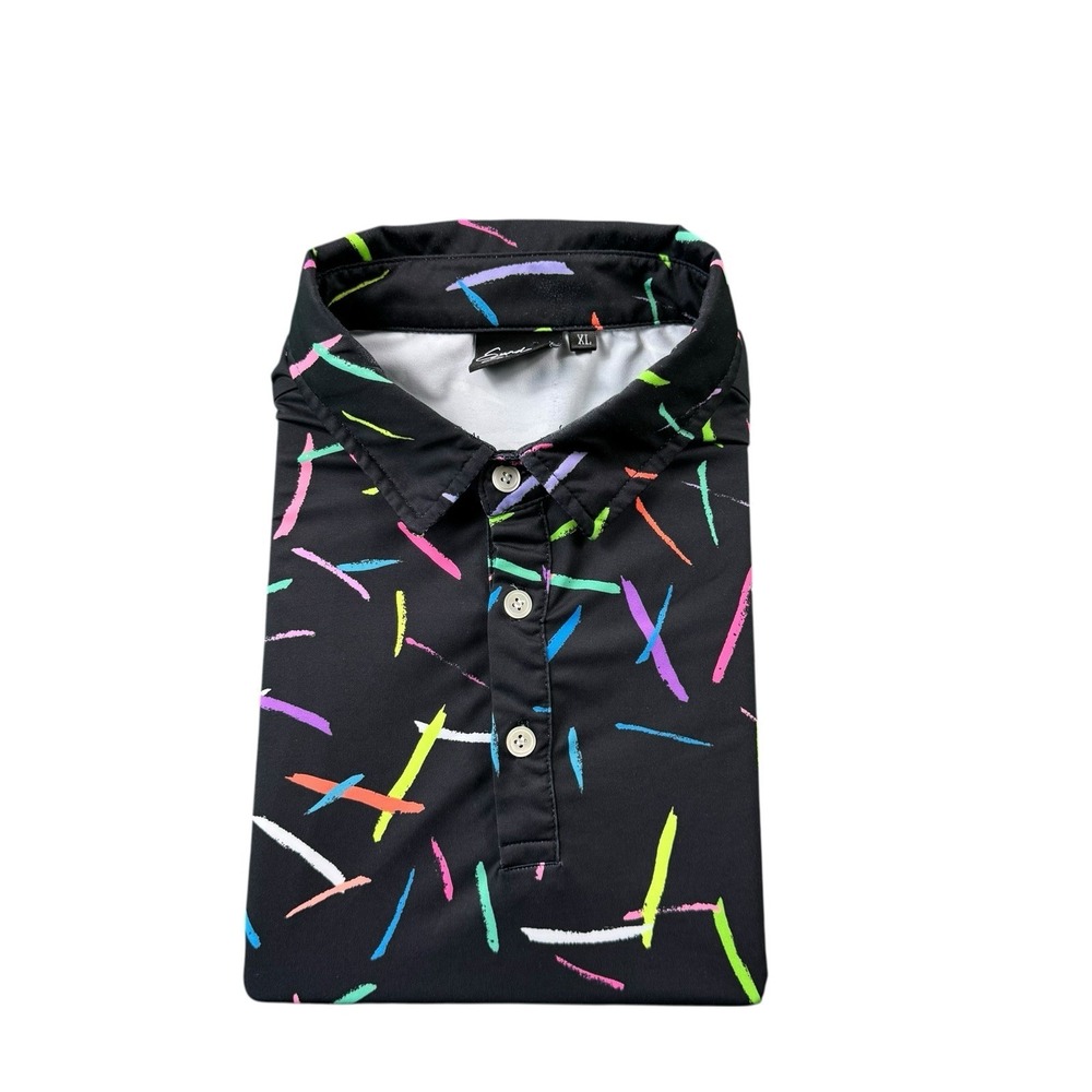 Sunday Swagger Black AOP Graffiti Men's Golf Polo Shirt‎ Size XL